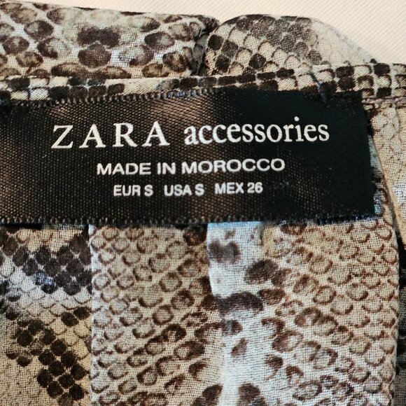 Zara Accessories Snake Print Semi-sheer Bodysuit Long Sleeve Deep V-neck Sz S - Picture 9 of 11